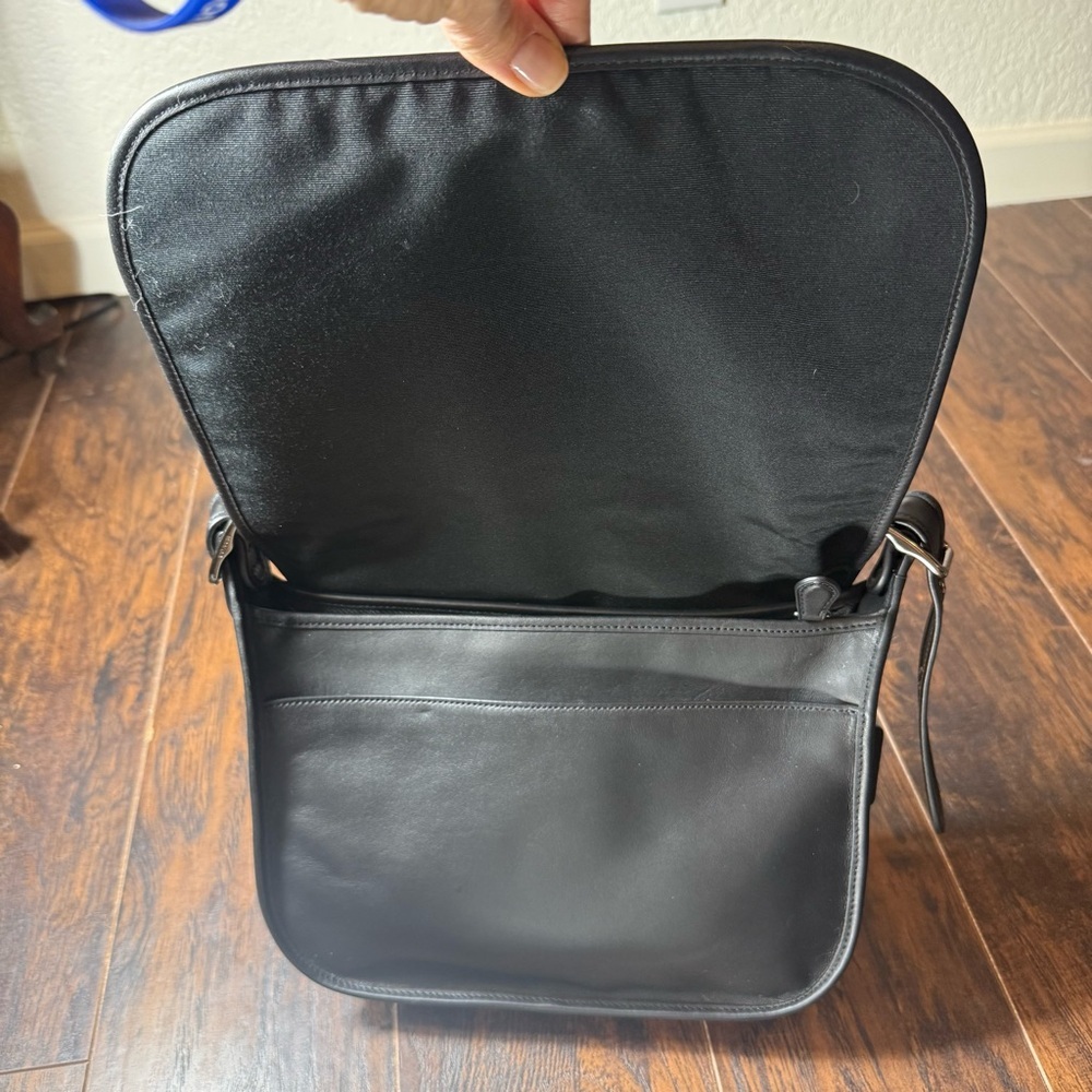 Coach Patricia Saddle Bag F88145 Black Leather Crossbody | Gunmetal Hardware - Picture 4 of 16